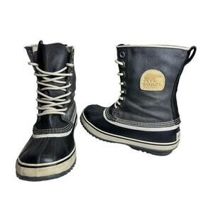 Sorel 1964 Leather Rubber Laced Snow Boots Waterproof Gray‎ Women's Size 8